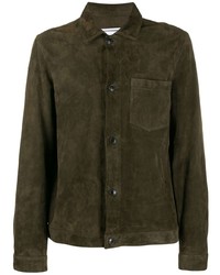Мужская оливковая замшевая куртка-рубашка от Ami Paris