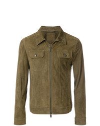 Мужская оливковая замшевая куртка-рубашка от Desa Collection