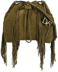 Оливковая замшевая сумка-мешок от Diane von Furstenberg
