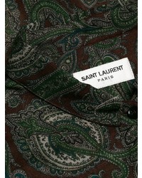 Женская оливковая классическая рубашка с "огурцами" от Saint Laurent