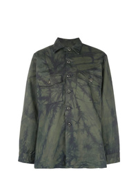 Женская оливковая классическая рубашка с принтом тай-дай от R13