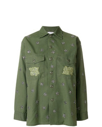 Женская оливковая классическая рубашка с украшением от As65