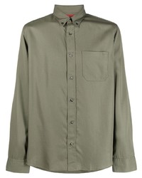 Мужская оливковая классическая рубашка от BOSS