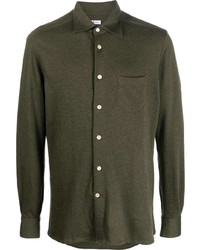 Мужская оливковая классическая рубашка от Kiton