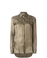 Женская оливковая классическая рубашка от MM6 MAISON MARGIELA
