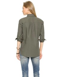 Женская оливковая классическая рубашка от Madewell
