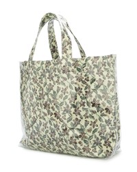 Оливковая кожаная большая сумка с цветочным принтом от CLANE