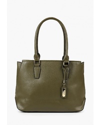 Оливковая кожаная большая сумка от Fabretti