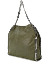 Оливковая кожаная большая сумка от Stella McCartney