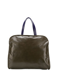 Оливковая кожаная большая сумка от Marni