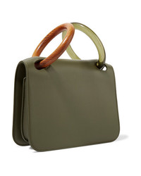 Оливковая кожаная большая сумка от Roksanda