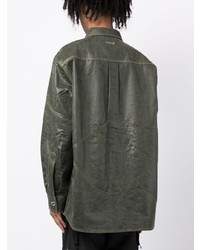 Мужская оливковая кожаная куртка-рубашка от Andersson Bell