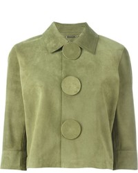 Женская оливковая кожаная куртка от Givenchy