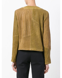 Женская оливковая кожаная куртка от Drome