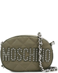 Женская оливковая кожаная стеганая сумка от Moschino