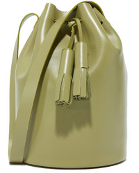 Оливковая кожаная сумка-мешок от Building Block