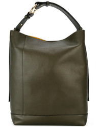 Оливковая кожаная сумка-мешок от Marni
