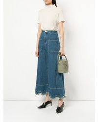 Оливковая кожаная сумка-мешок от Building Block