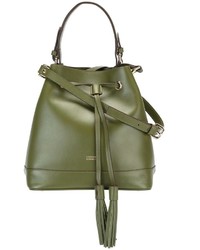 Оливковая кожаная сумка-мешок от Steffen Schraut