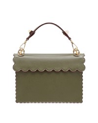 Оливковая кожаная сумка-саквояж от Fendi