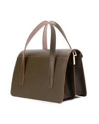 Оливковая кожаная сумка-саквояж от Marni