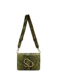 Оливковая кожаная сумка через плечо со змеиным рисунком от 3.1 Phillip Lim