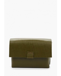 Оливковая кожаная сумка через плечо от Divalli