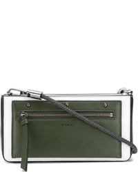 Оливковая кожаная сумка через плечо от DKNY