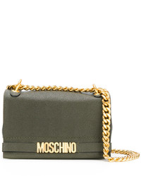 Женская оливковая кожаная сумка от Moschino