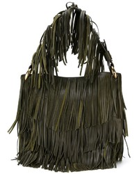 Женская оливковая кожаная сумка от Roberto Cavalli