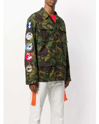 Мужская оливковая куртка в стиле милитари с камуфляжным принтом от Off-White