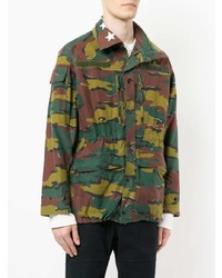 Мужская оливковая куртка в стиле милитари с камуфляжным принтом от Icons