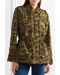 Оливковая куртка в стиле милитари с камуфляжным принтом от Sea