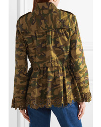 Оливковая куртка в стиле милитари с камуфляжным принтом от Sea