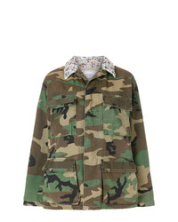 Оливковая куртка в стиле милитари с камуфляжным принтом от Forte Dei Marmi Couture