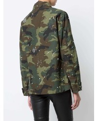 Оливковая куртка в стиле милитари с камуфляжным принтом от Amiri