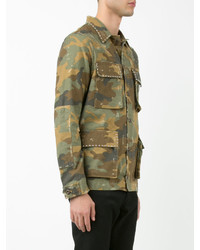 Мужская оливковая куртка в стиле милитари с камуфляжным принтом от Amiri