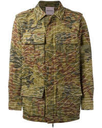 Мужская оливковая куртка в стиле милитари с камуфляжным принтом от Palm Angels