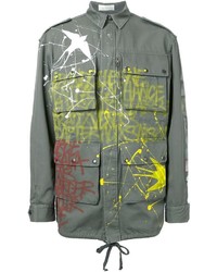 Оливковая куртка в стиле милитари с принтом от Faith Connexion