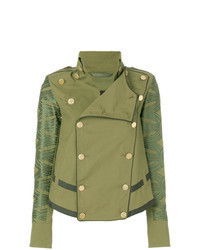 Оливковая куртка в стиле милитари с украшением