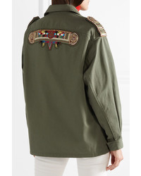 Оливковая куртка в стиле милитари с украшением от Valentino