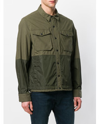 Мужская оливковая куртка в стиле милитари от Moncler