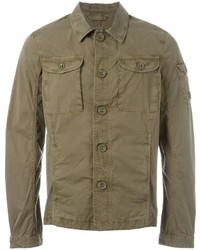 Мужская оливковая куртка в стиле милитари от Armani Jeans