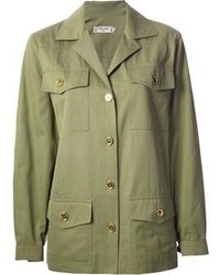 Оливковая куртка в стиле милитари от Celine