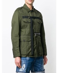 Мужская оливковая куртка в стиле милитари от DSQUARED2
