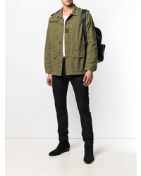 Мужская оливковая куртка в стиле милитари от Saint Laurent