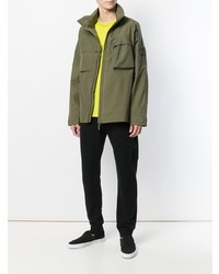 Мужская оливковая куртка в стиле милитари от Stone Island