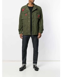 Мужская оливковая куртка в стиле милитари от Gucci