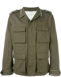 Мужская оливковая куртка в стиле милитари от Valentino