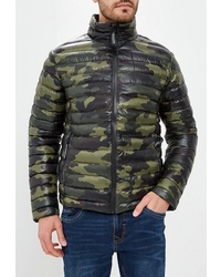 Мужская оливковая куртка-пуховик с камуфляжным принтом от Top Secret